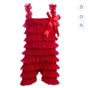 Red lace romper